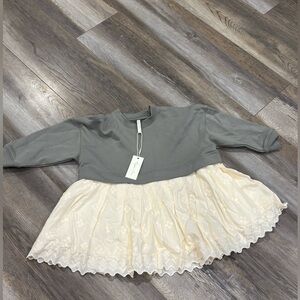 Rylee + Cru Gray and Cream Dress